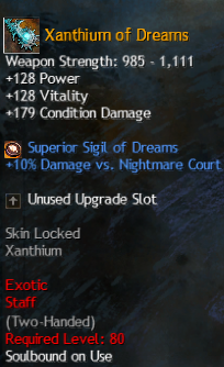 MMOJUGG Guild Wars 2 US Xan thium of Dreams Details View of Item Function and Use
